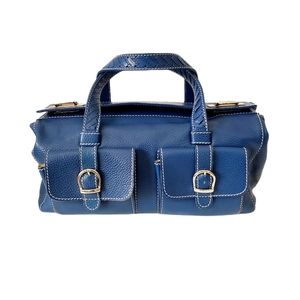 LAI Italian Leather Bag.  Made in Italy. Pristine! Color: Blue Togo. 13" L